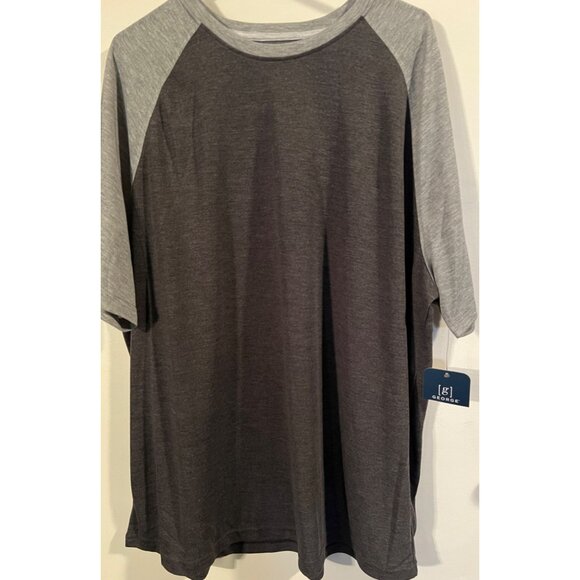 George Mens Raglan Baseball T-Shirt 3XL Charcoal & Light Gray - Picture 2 of 3